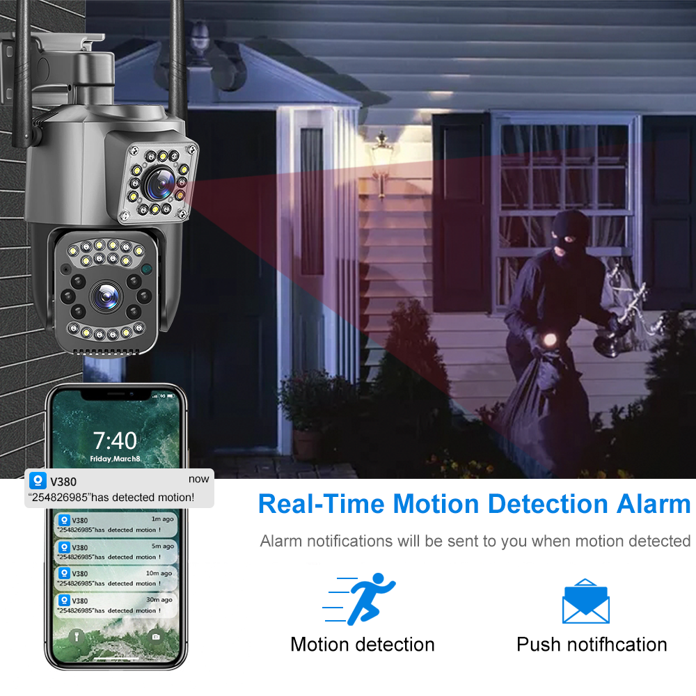 كاميرا V380 Cctv Security Ip بعدسة مزدوجة خارجية 3