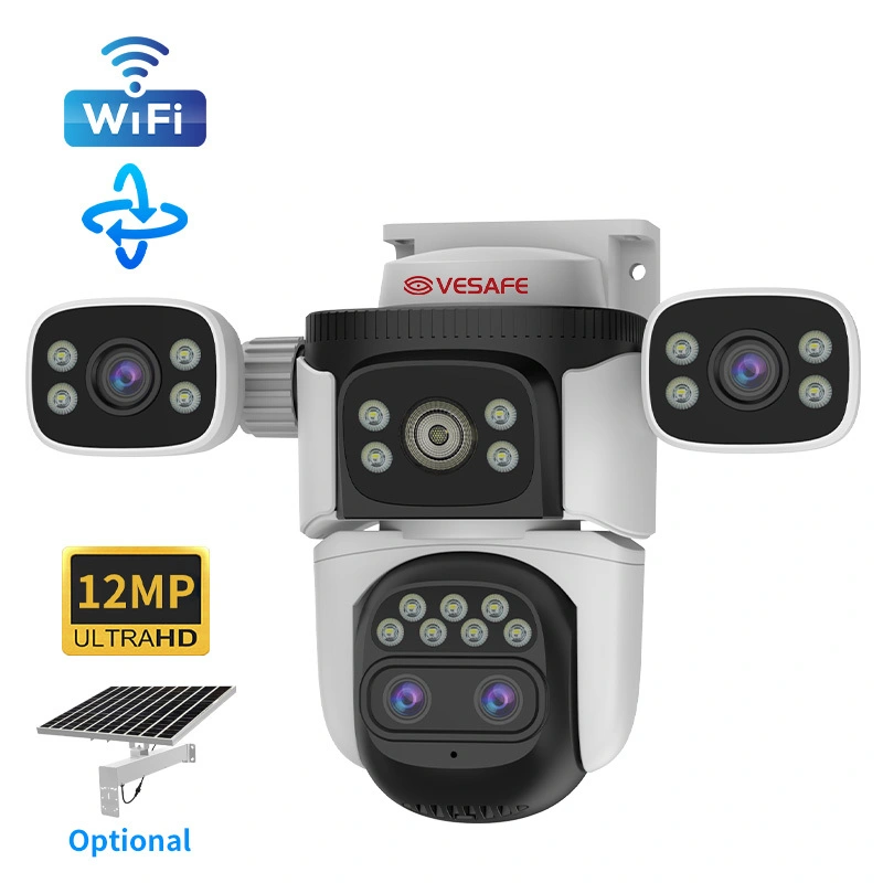 Cámara de seguridad CCTV con alarma de 4 lentes con zoom de 12MP y 10X 1