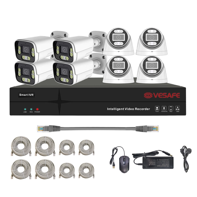 Nvr 4ch 8 Ch 16 قناة IR Cctv Ai إنذار 4K نظام كاميرا الأمن Poe 1