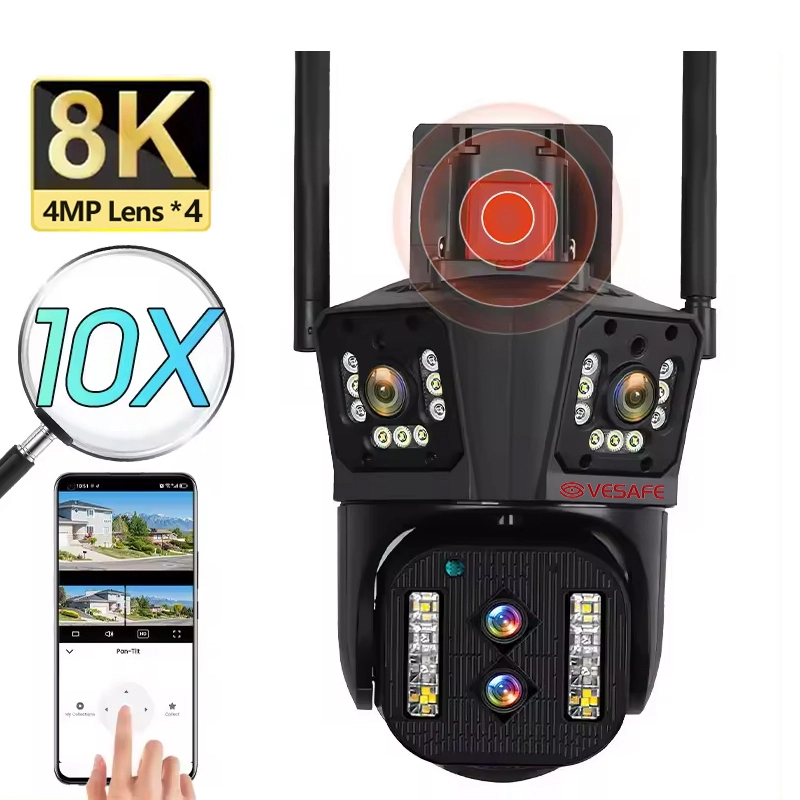 Cámara CCTV IP de seguridad inalámbrica con zoom óptico HD 8k 10X 1