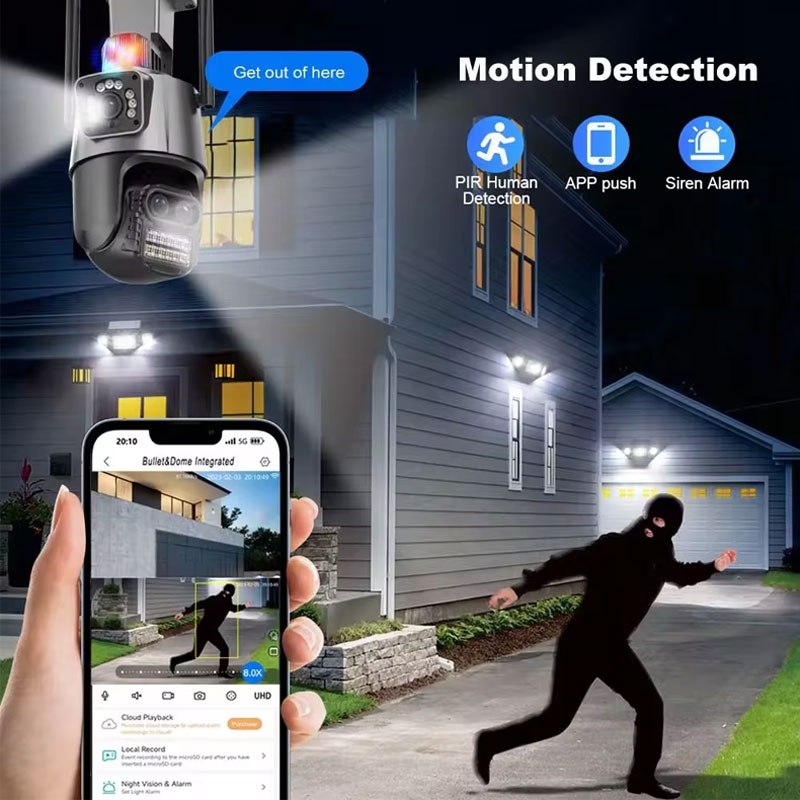 كاميرا ICSEE 3 عدسات 9 ميجابكسل 10X تكبير لاسلكية PTZ للأمن CCTV 4