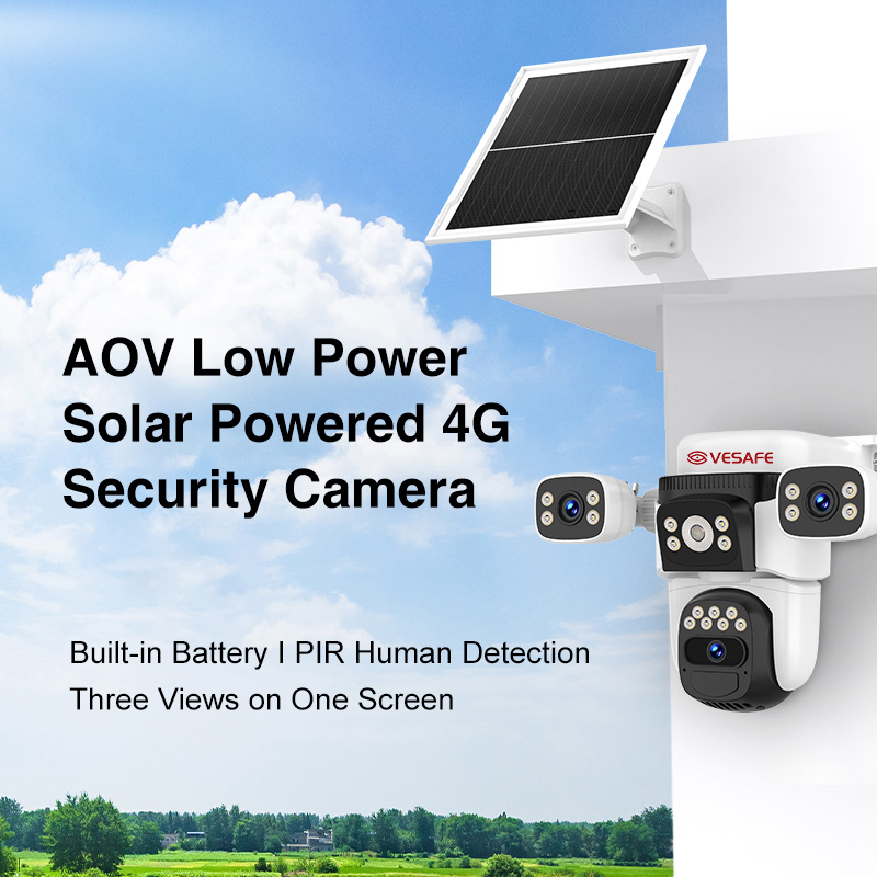 Caméra de sécurité solaire 4G basse consommation OKAM AOV, 3 objectifs 2
