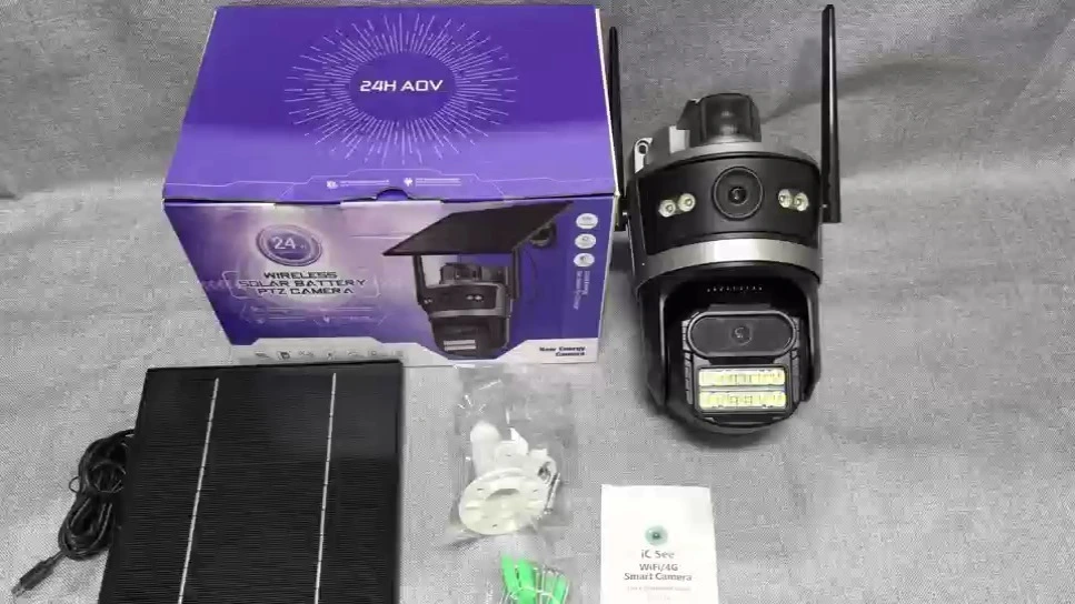 Cámara CCTV de seguridad solar con detección de Ai 4g 4K Aov 1