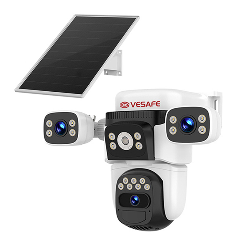 Caméra de sécurité solaire 4G basse consommation OKAM AOV, 3 objectifs 1