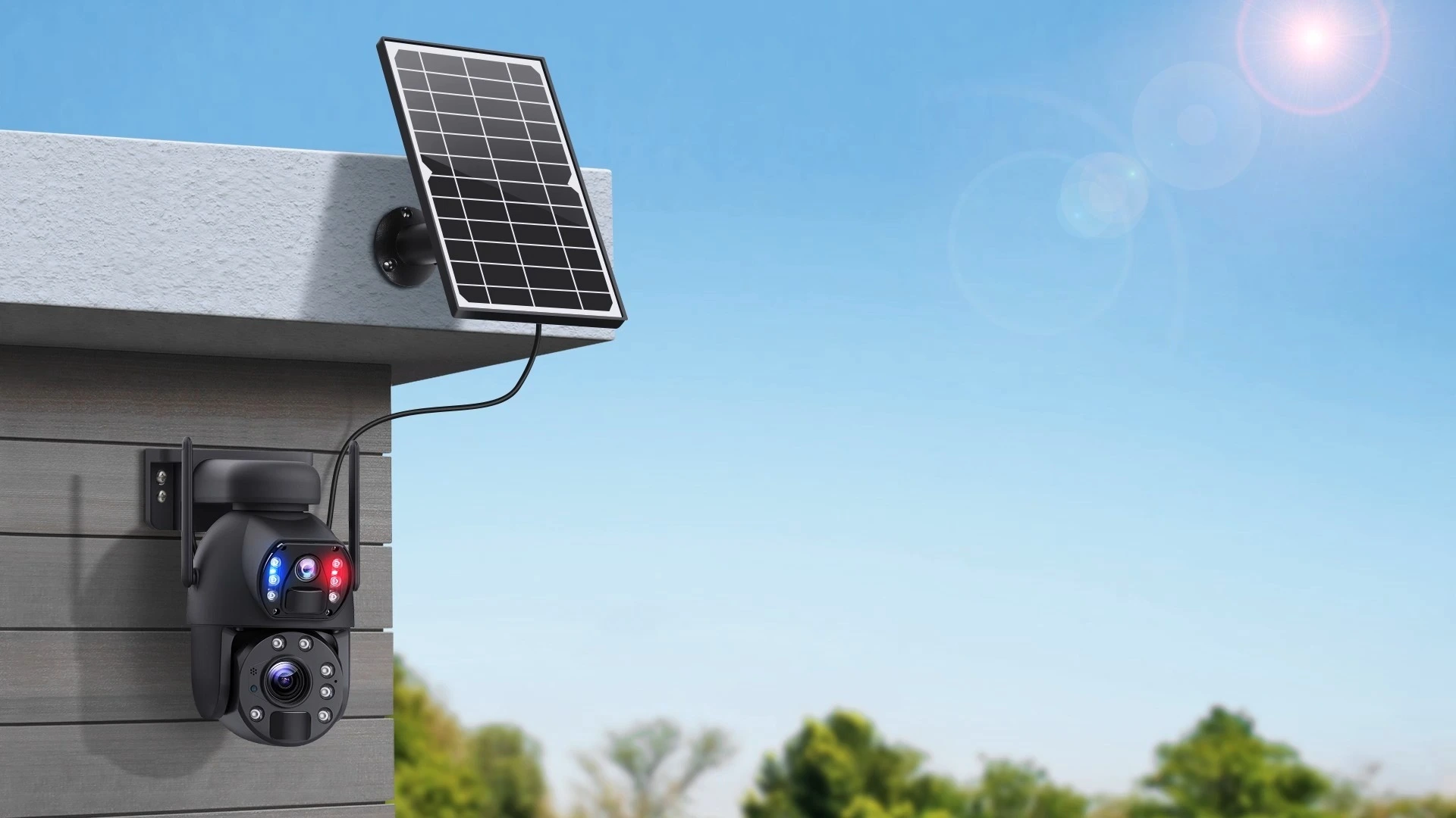 Outdoor 20W Solar Dual lens 20X Zoom Security CCTV Camera 1