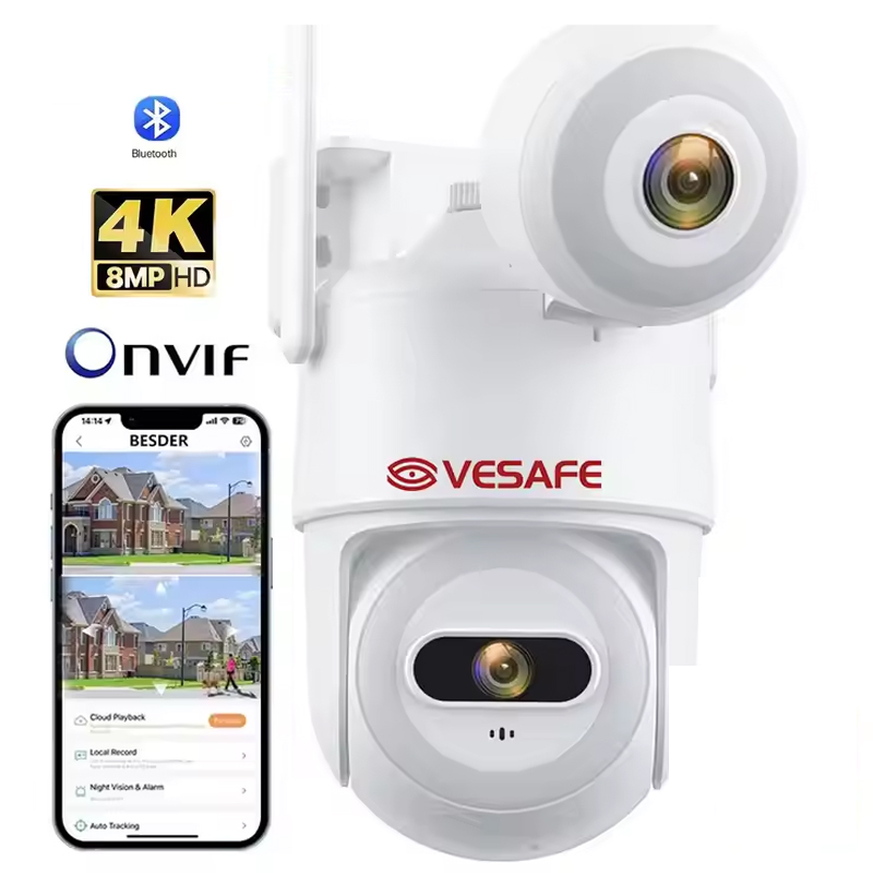 Caméra de vidéosurveillance de sécurité à double objectif 8mp 4k 1