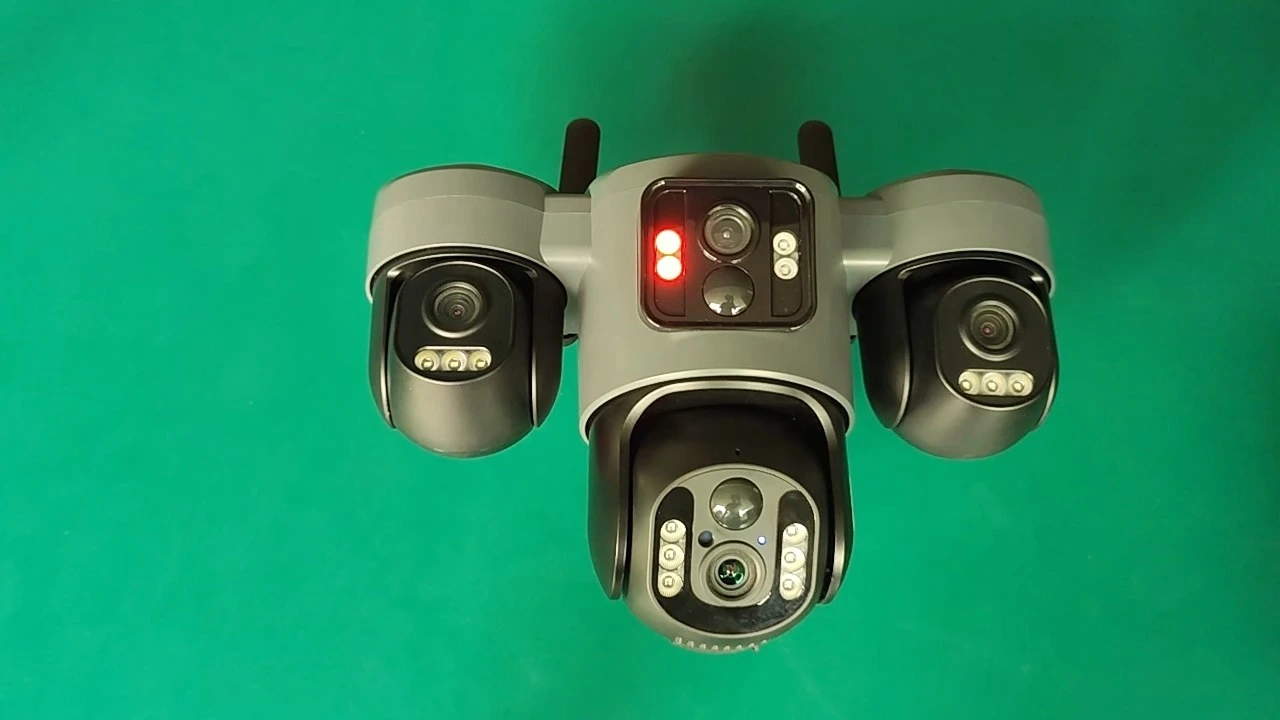 Caméra solaire 4G 12 MP, caméra PTZ extérieure à 3 objectifs et 3 écrans avec enregistrement AOV 24h/24 et 7j/7 1