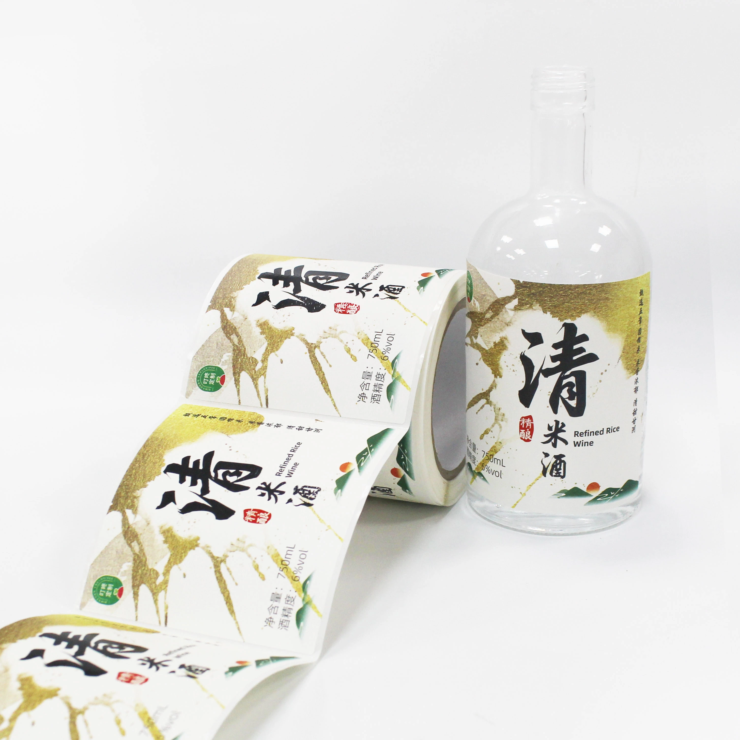 Papel de etiqueta de vino de arroz con aceite mate premium con serigrafía UV 1
