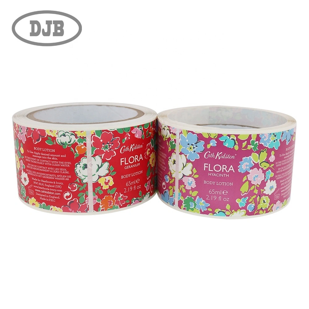Material PP blanco combinado con barnishing mate e impreso para etiqueta de etiqueta de loción de cuerpo etiqueta personalizada para botella de cosméticos con pegatinas de logotipo de marca 1