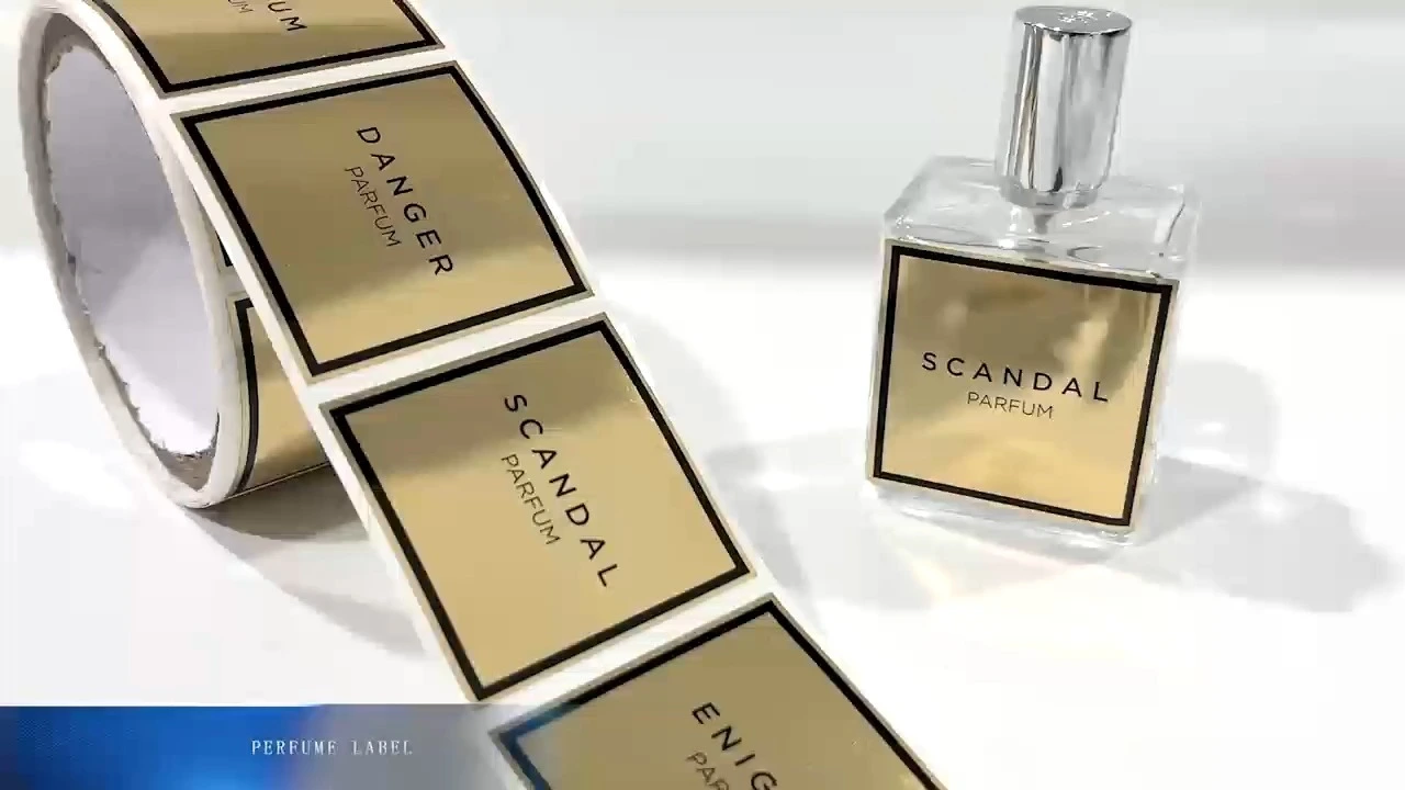 ملصق ملصق مخصص لتلصق العطور الفضية اللامعة - سوء الفضة PP فيلم Light Light Film ملصق مخصص مخصص لعطر العطور مع شعار اسم العلامة التجارية ملصق لاصق مخصص 1