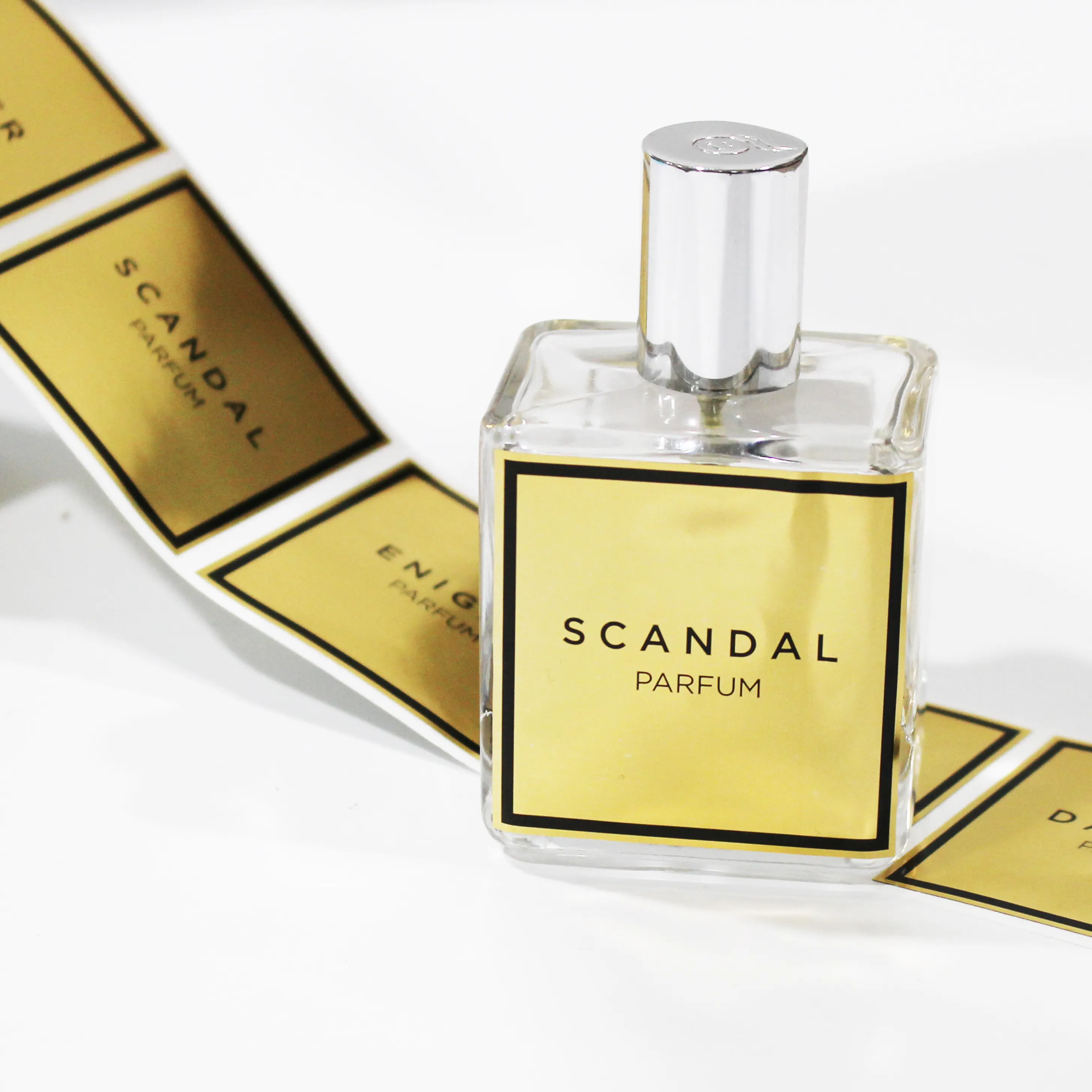Perfume Oil Labels Bright Sliver BOPP Wholesale - DJB 2