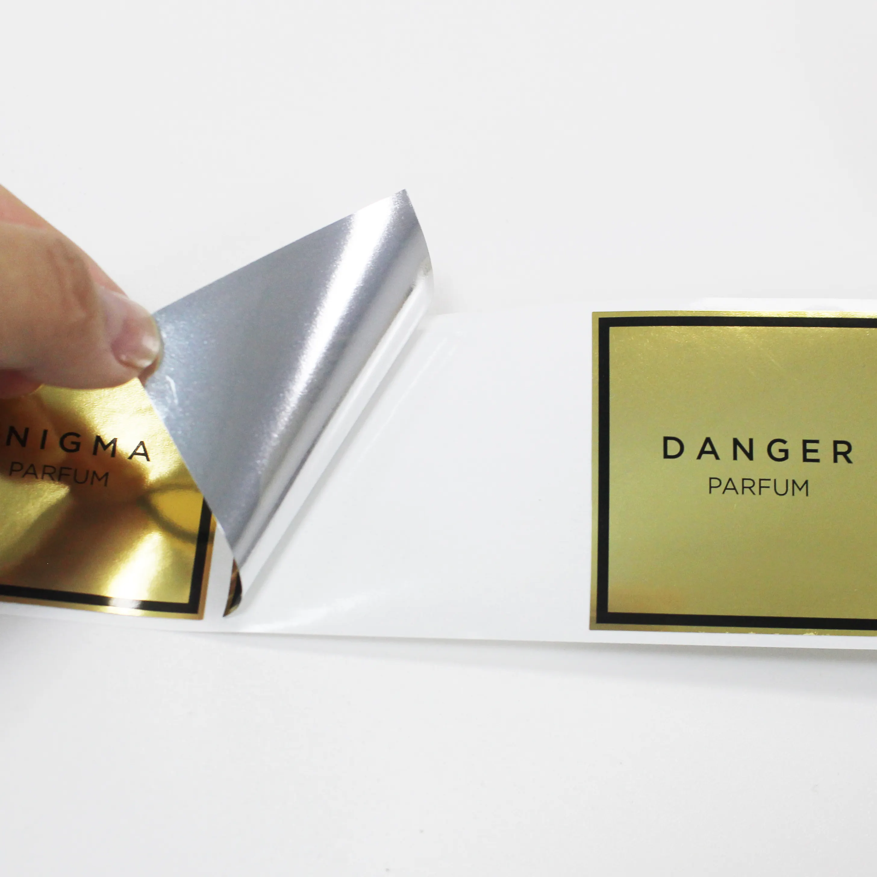 Perfume Oil Labels Bright Sliver BOPP Wholesale - DJB 7