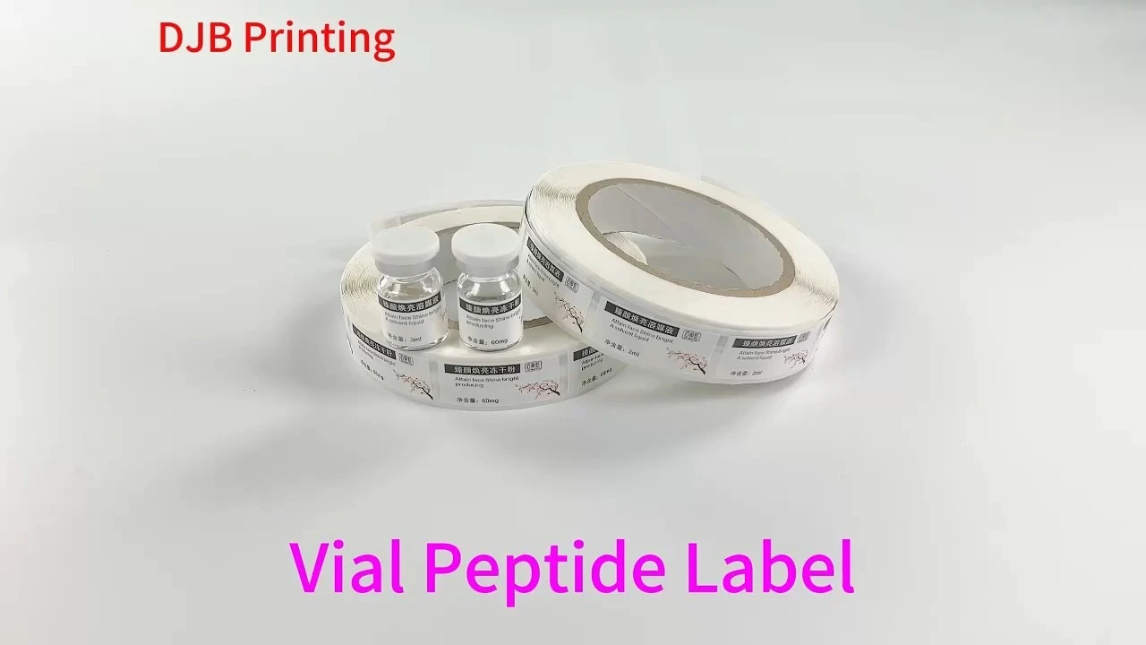 Pearlescent film, Matte Lamination, Color Printing and CMYK Customized Healthcare Labels Custom Label for Healthcare Products with Brand Name Logo Custom Label for Vial Peptide Product 1