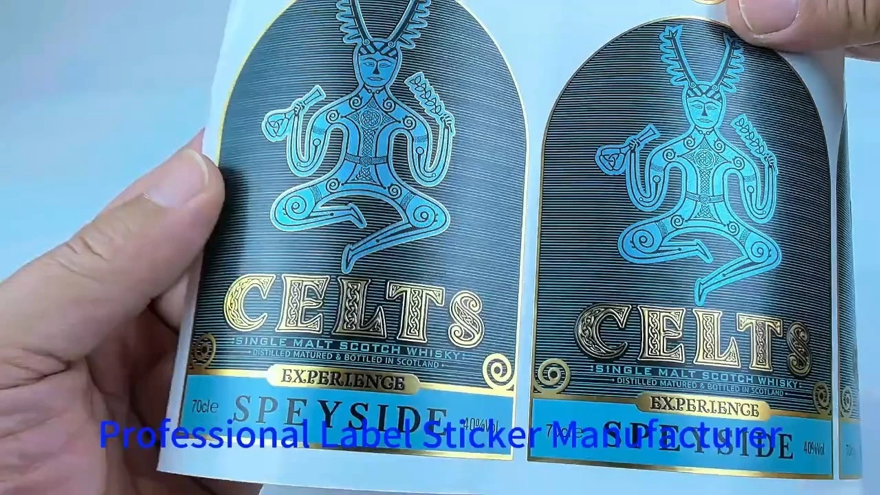 Custom Embossed Matte Gold Foil Vodka Wine Bottle Labels Sticker 1