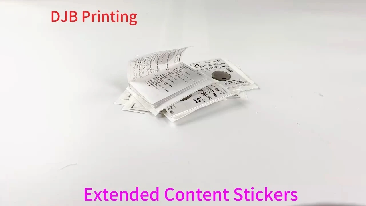 Etiquetas adhesivas plegables degradables personalizadas de varias páginas. Etiquetas adhesivas expandibles para abrir y cerrar folletos. 2 1