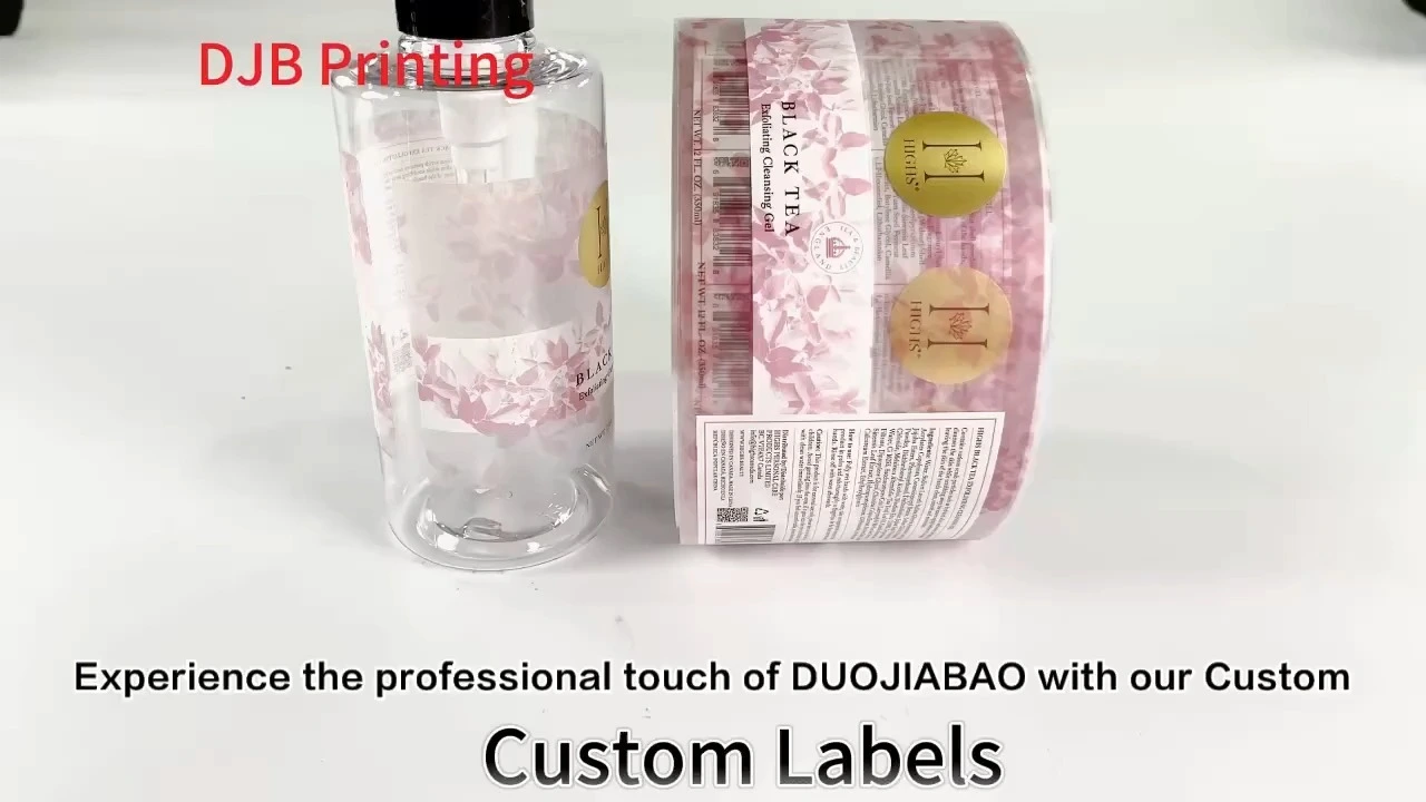 Etichette trasparenti personalizzate per shampoo e bagnoschiuma, prodotte direttamente in fabbrica | Stampa a caldo con lamina d&#39;oro per confezioni di lusso per la cura della pelle e dei capelli 1