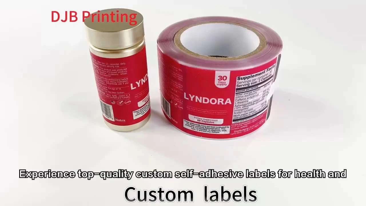 ملصقات شفافة ذاتية اللصق مخصصة لمنتجات الصحة والأدوية، طباعة ناعمة الملمس بتقنية CMYK، حلول زجاجات مخصصة 1
