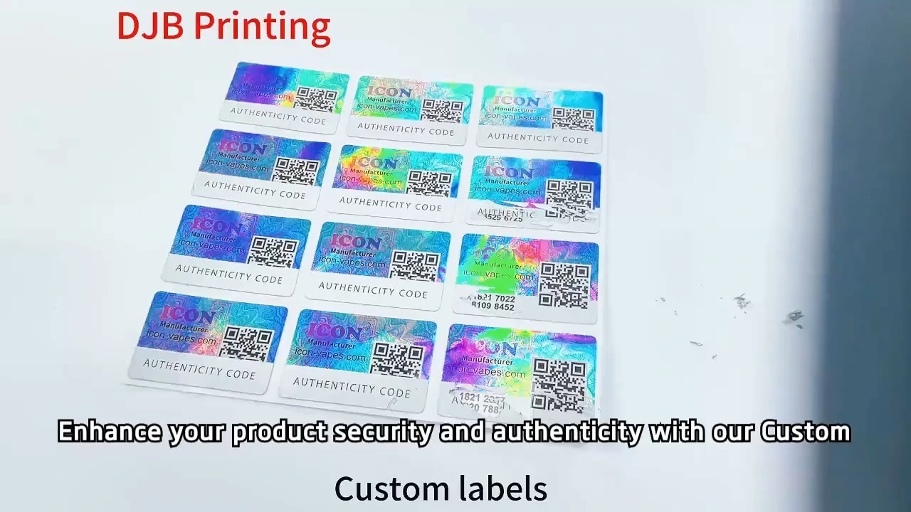 Etichette di sicurezza olografiche personalizzate direttamente in fabbrica | Anticontraffazione 3D con codice QR variabile e inchiostro antigraffio argentato 1