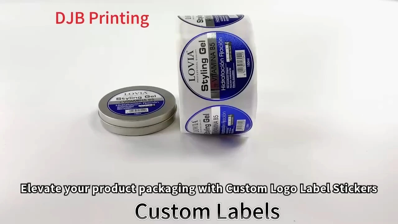 Etichette per imballaggio in plastica vinilica impermeabile con logo personalizzato, adesivi arrotolati con forma personalizzata per farmaci, cosmetici, alimenti, codici a barre 1