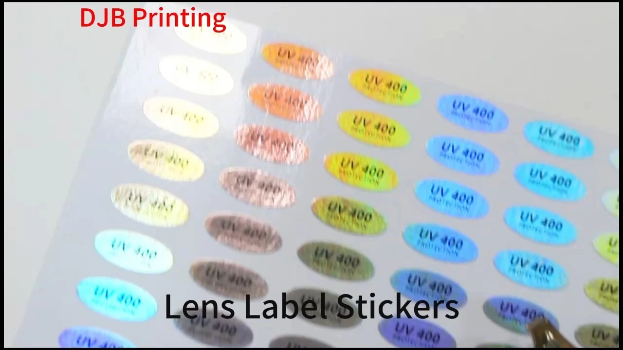 Etichette adesive statiche olografiche in argento con stampa a caldo, ecologiche, per lenti di occhiali, prodotte direttamente dalla fabbrica 1