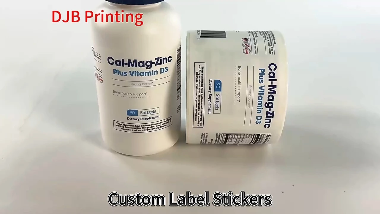 Rouleau d&#39;étiquettes autocollantes imperméables personnalisées pour emballage, étiquettes adhésives privées pour compléments vitaminiques, logo pour flacons médicaux 1