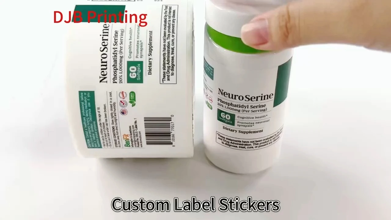 Étiquettes autocollantes personnalisées pour compléments alimentaires, directement du fabricant : informations nutritionnelles et image de marque pour flacons de vitamines et de produits diététiques 1