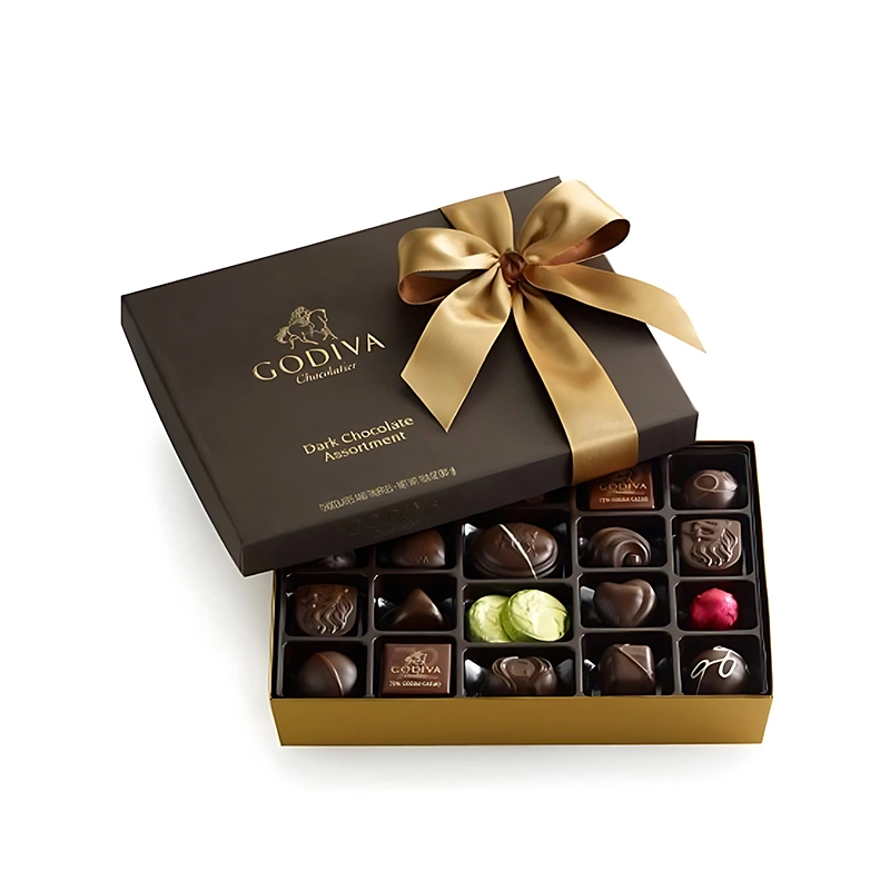 Sumptuous Round Lid and Base Chocolate Packaging Gift Box with Ribbon- 3000003 1