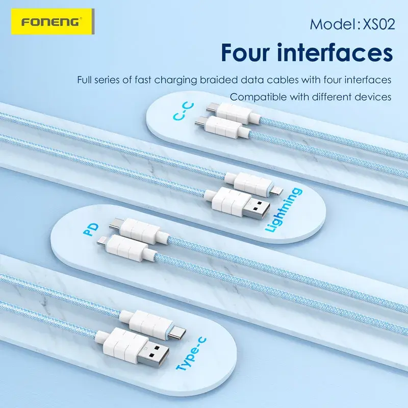 Custom Data Cable Wholesale Type-C: 3A for Iphone: 2.4A FONENG 3