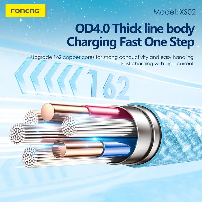 Custom Data Cable Wholesale Type-C: 3A for Iphone: 2.4A FONENG 4