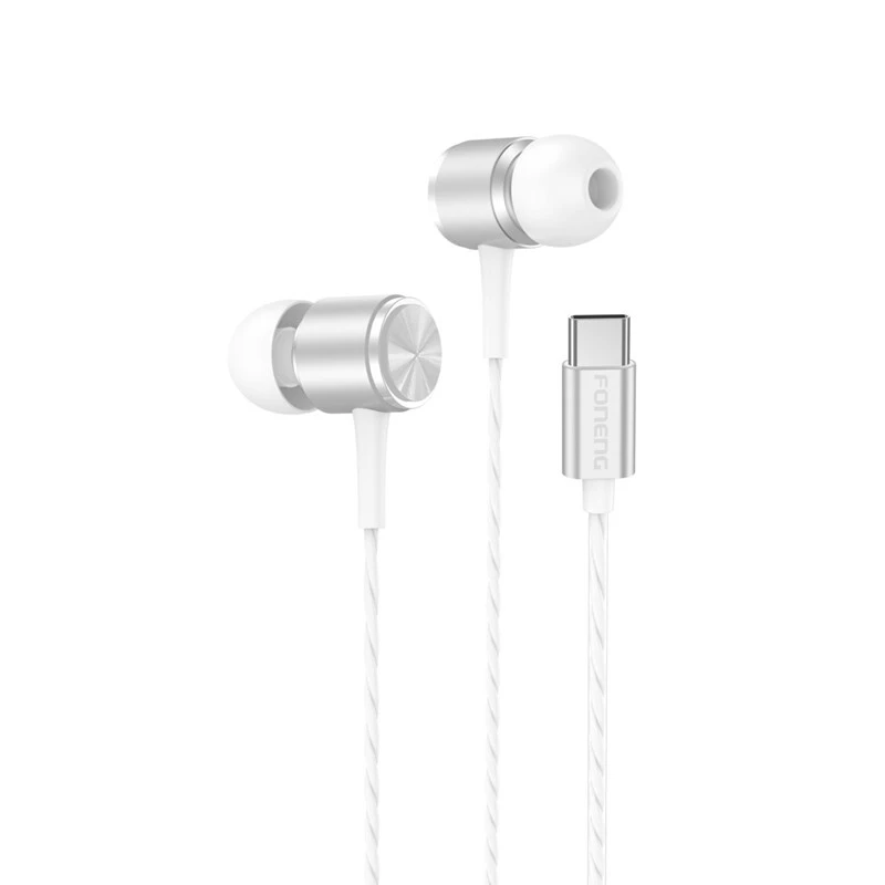 Interface FONENG TypeC Fone de ouvido com fio intra-auricular com graves pesados65 1