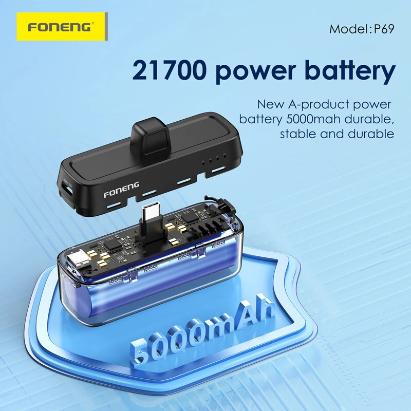 FONENG 5000mAh Mini Size 20W Power Bank with TypeC Lightning Connector P69 23