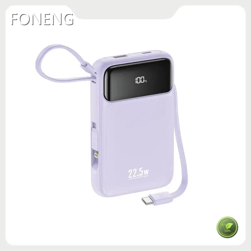 Custom Portable Power Bank Company FONENG 10000mAh 22.5W Power Bank with Cable 1