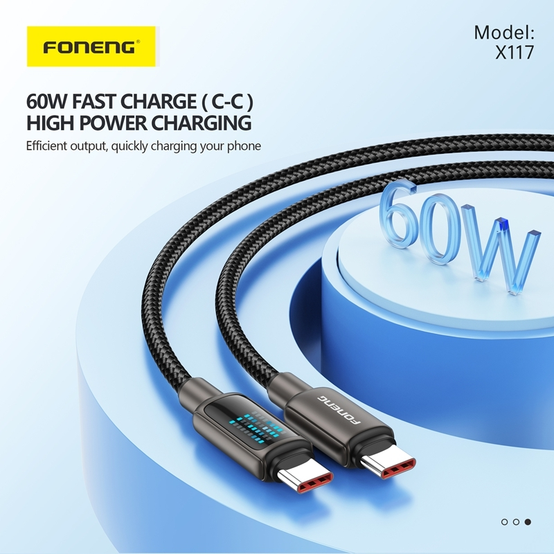 FONENG 1.2M Flowing Light Zinc Alloy Head Braided Cable X117 22