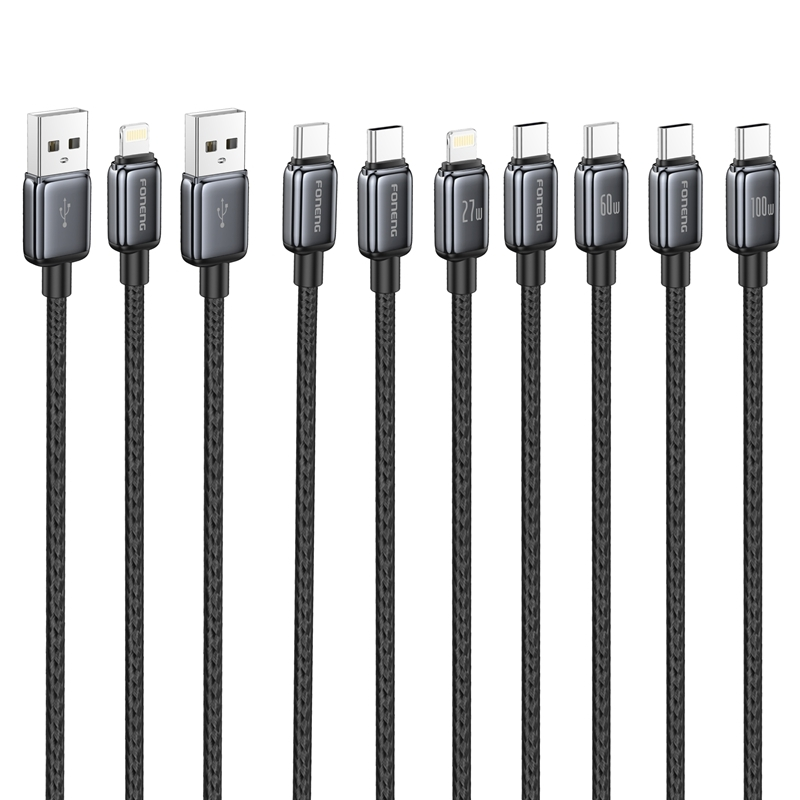 Foneng 1M Tête d'alliage zinc tressé Câble de charge rapide x119 1
