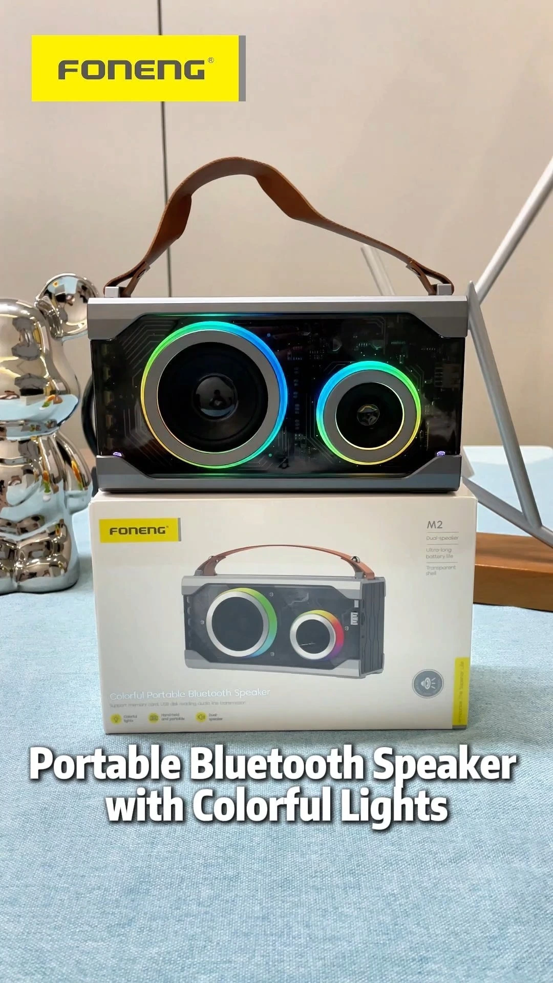 Портативная цветная светодиодная Bluetooth-колонка FONENG M2 1