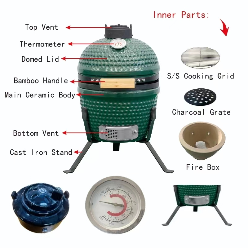 MCD 12inch kannettava retkeily pieni BBQ Grill Kamado Keraaminen BBQ No Smoke Grill 1