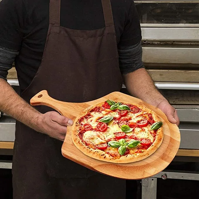 MCD Kamado accessoires pelle à pizza en bambou, poêle de service en bois simple avec poignée pour barbecue 1