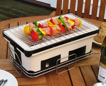 MCD Japanese rectangular simple portable ceramic charcoal grill for indoor or outdoor small dinner parties 1