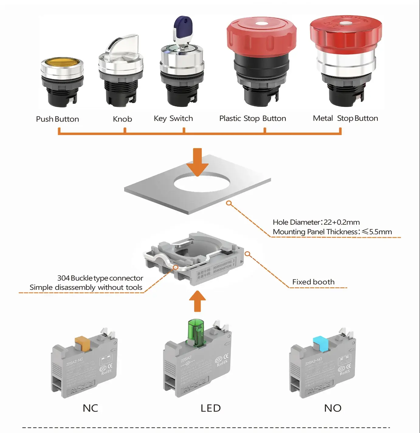 RY-ELE Emergency Stop Switch with Key 7