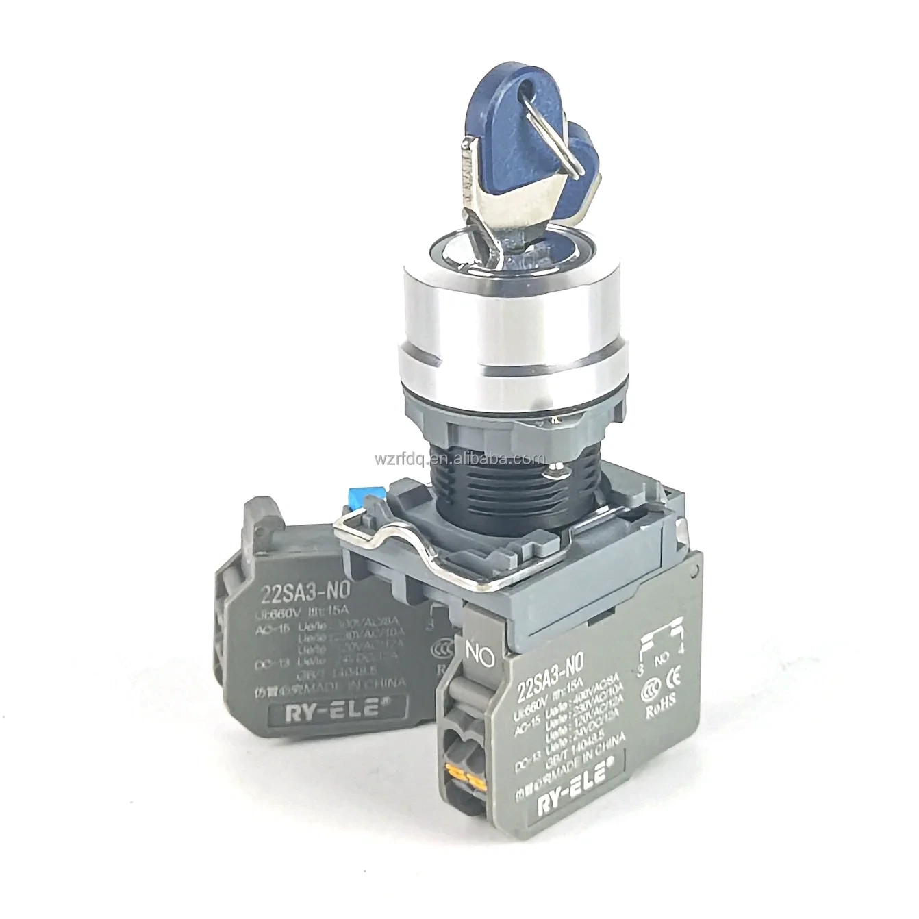 25A High Current Key Knob Button Switch 3 Position With Led Normally Closed 1NO 1NC Silver Contact 1