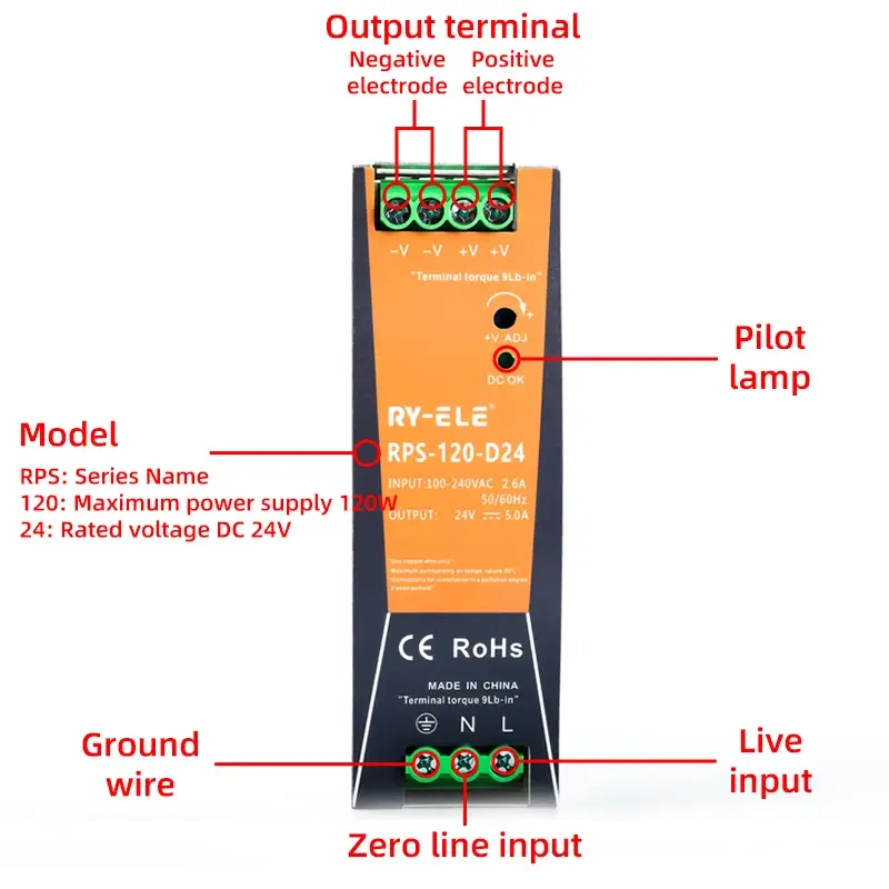 Wholesale Ac Dc Din Rail Power Supply RY-ELE ब्रांड 5