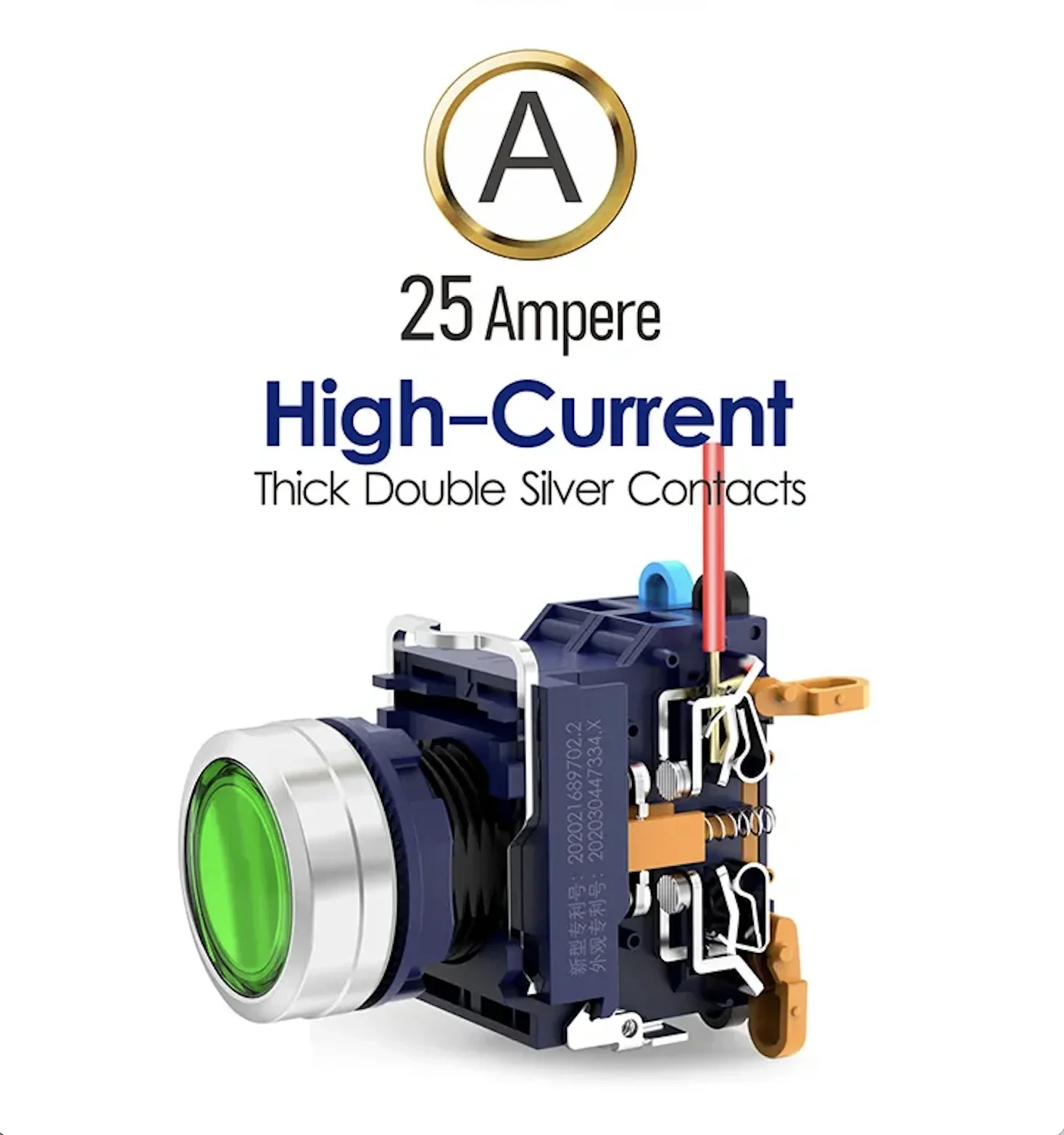 مفتاح زر معدني عالي التيار 25 أمبير من نوع Rts Push In مصنوع من البلاستيك مع ضوء أحمر وأخضر 1no1nc Sa1-p/sa2-p 1