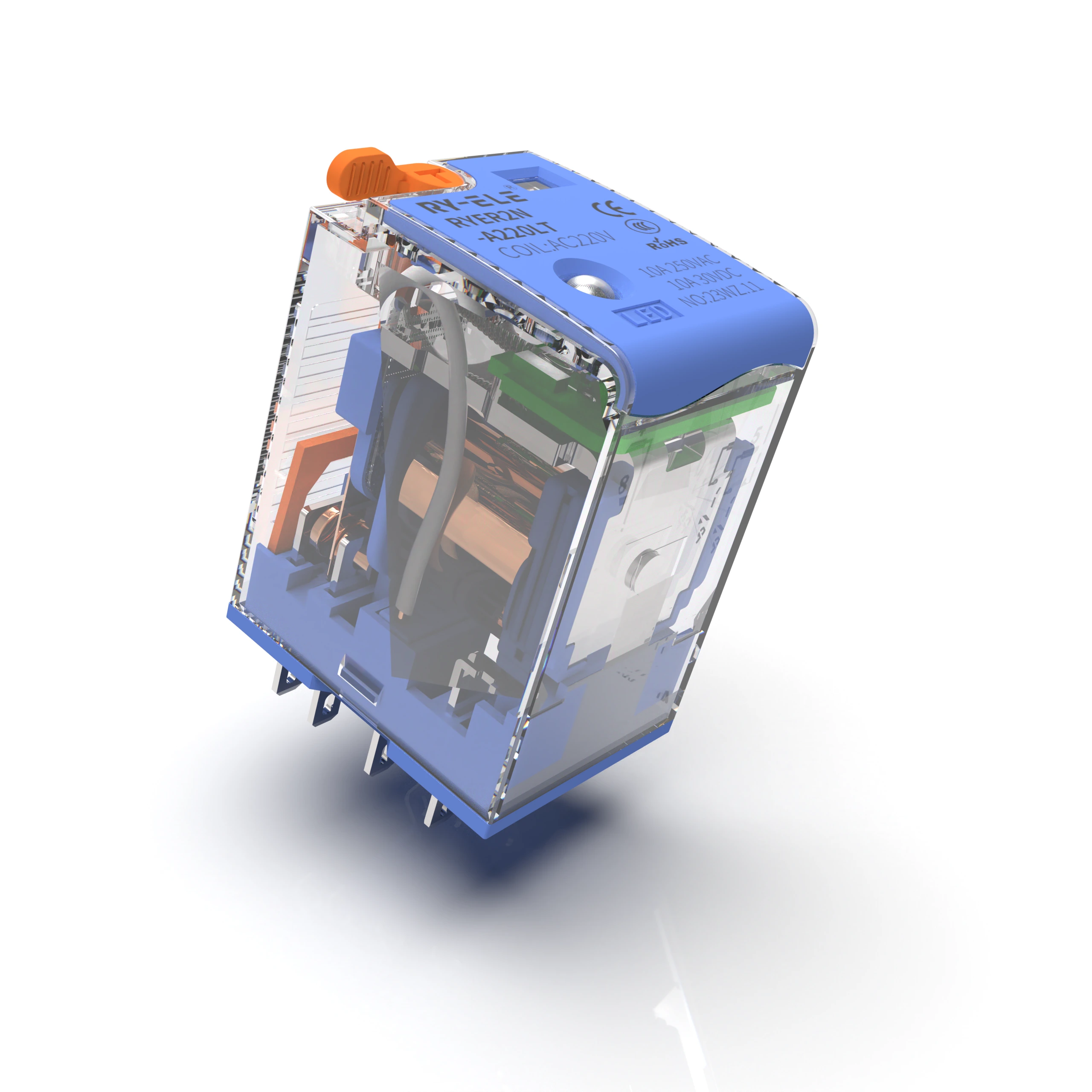5A 14pin  Automotive Relay Hh54p(my4)  with 250VAC  Led Test Button  RYER4N-D24L RY-ELE 1