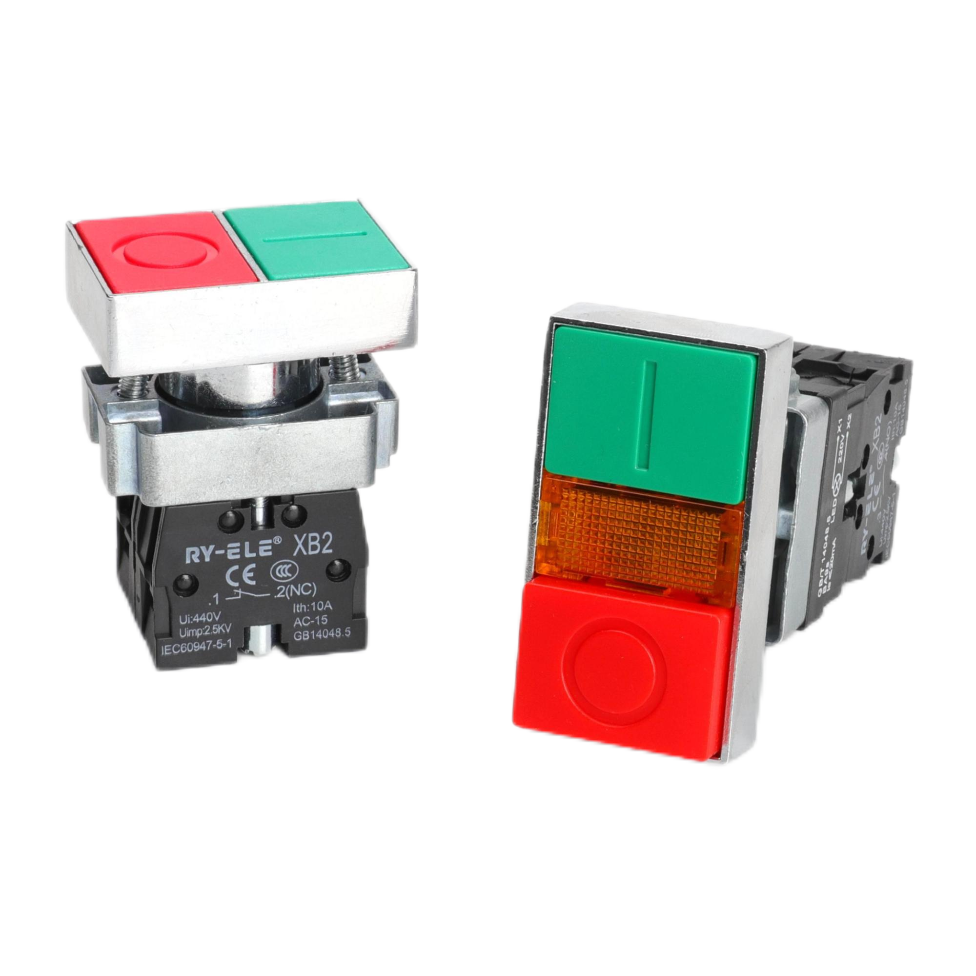 10A 22mm Screw-in Connection Double Button with Light RY-ELE | RY-ELE