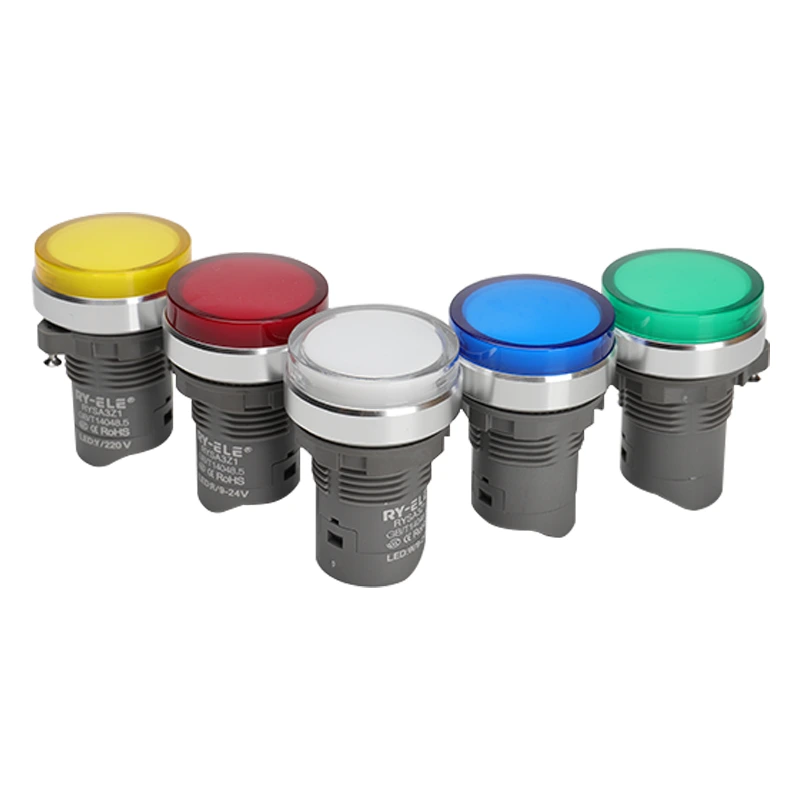 15a 9-24V 22mm Conexão de plug-in Florde Bordas de metal SA3 Indicador RY-ELE 1