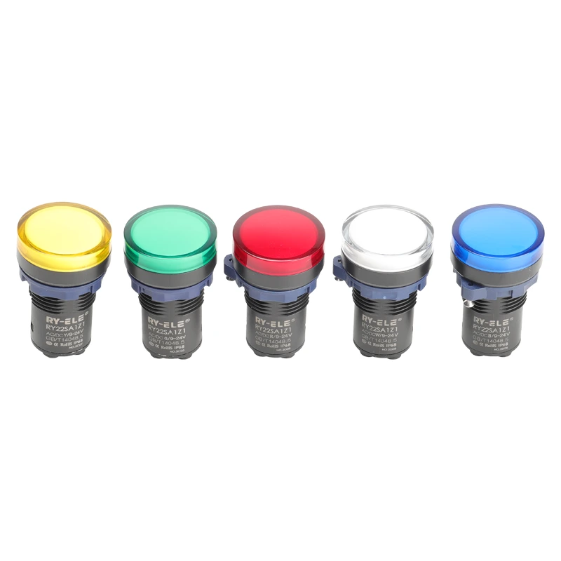 15a 9-24V 22mm Conexão de inserção rápida Indicador da série SA1 da cabeça plana RY-ELE 1