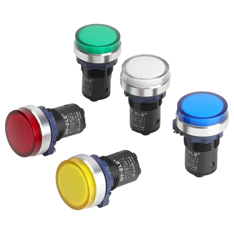 15a 220V 22mm Conexão rápida conexão de cabeça plana Bordas de metal SA1 Indicador RY-ELE 1