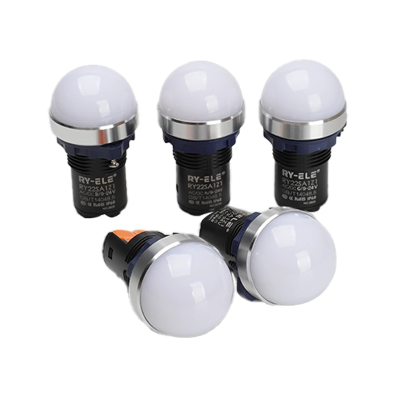 15A 9-24V 22mm de inserção de conexão rápida Bordas de metal da cabeça SA1 Indicador RY-ELE 1