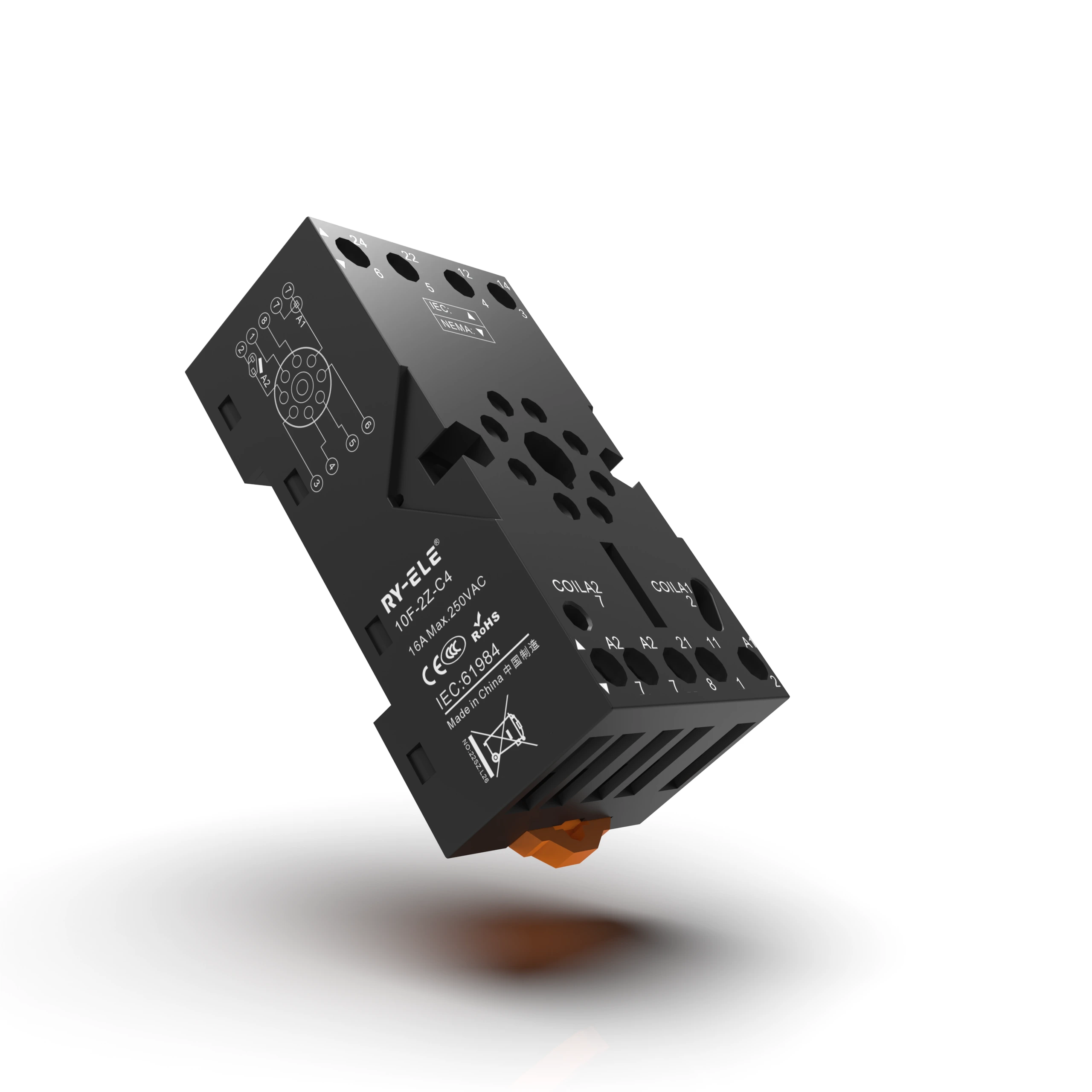 15A 250VAC 8pin Base de relé 10F-2Z-C4 Fabricante dos produtos de controle industrial RY-ELE 1