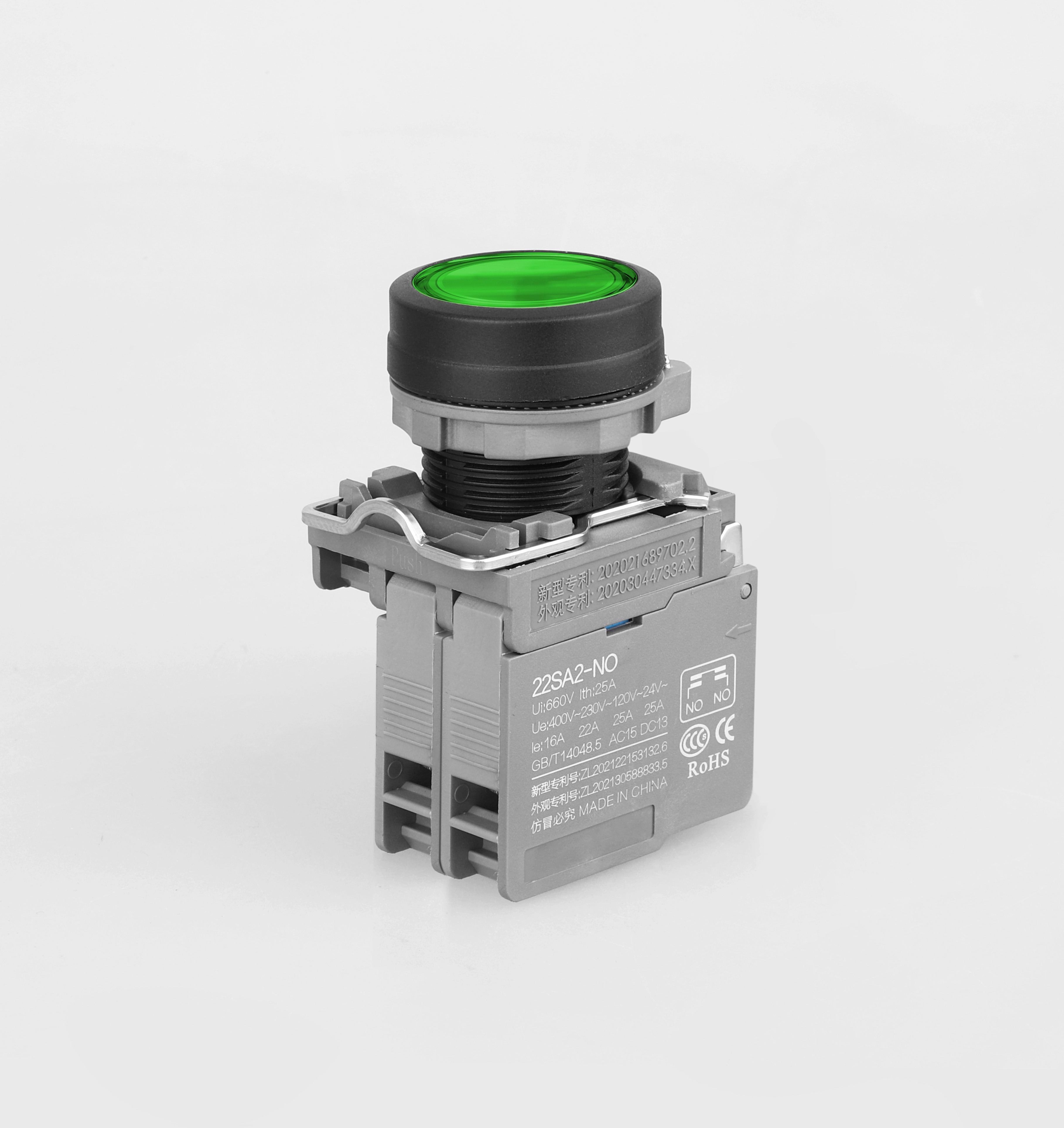 25a conexão de parafuso 22mm Botão transparente com interruptor de luz RY-ELE 1